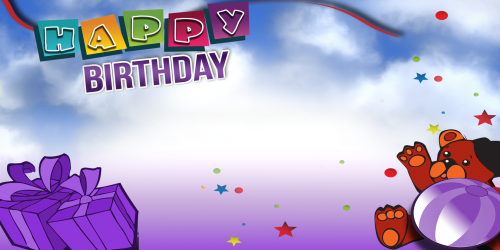 Happy Birthday Banner – Purple Bear