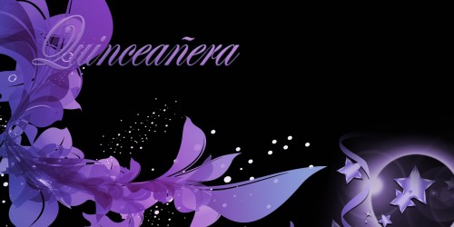 Quinceanera Banner - Flowers Purple