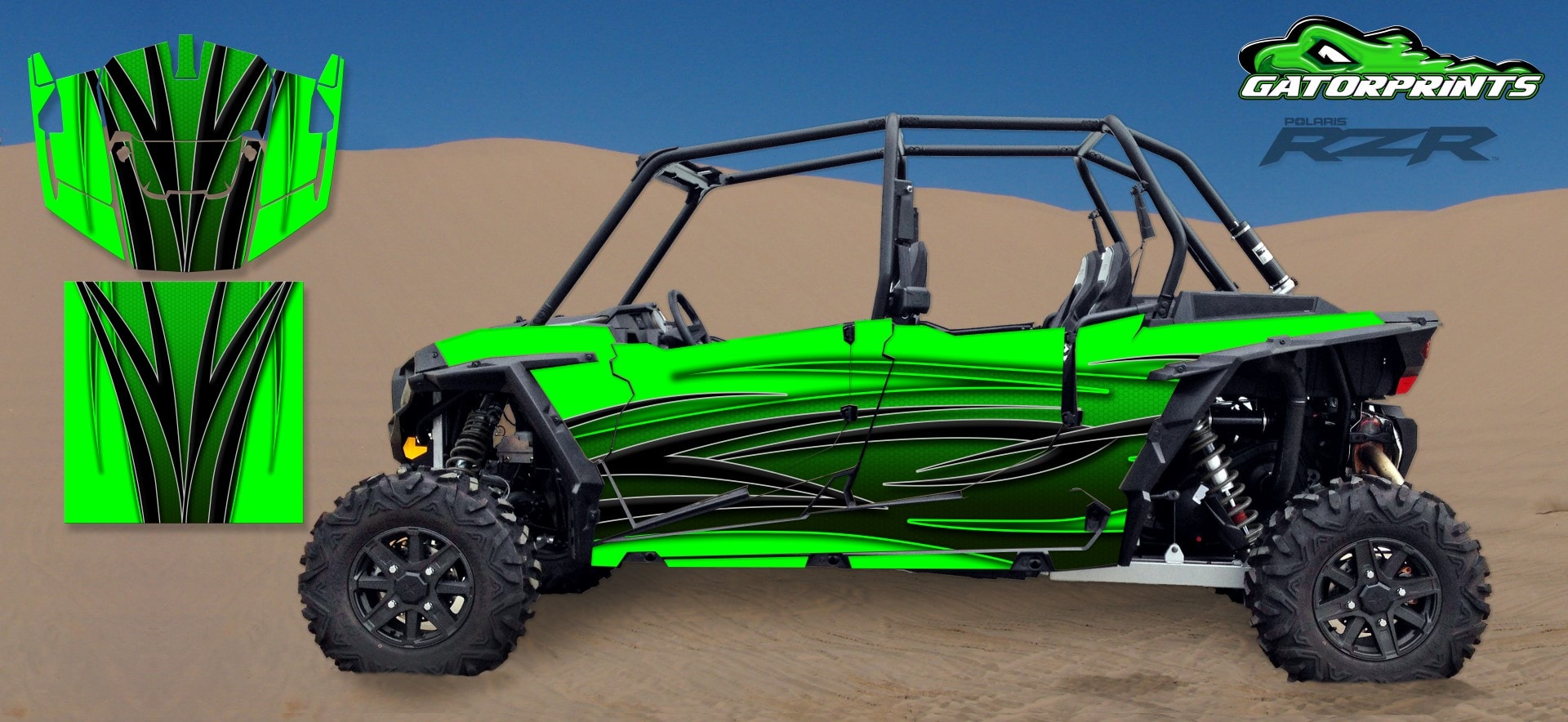 Green 2014 RZR XP2 1000 Custom Decal Kits – 4 Seater