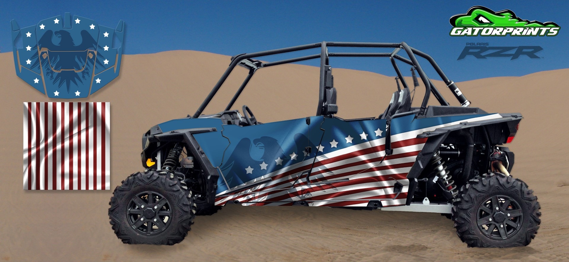 USA American Flag 2014 RZR XP2 1000 Custom Decal Kits – 4 Seater