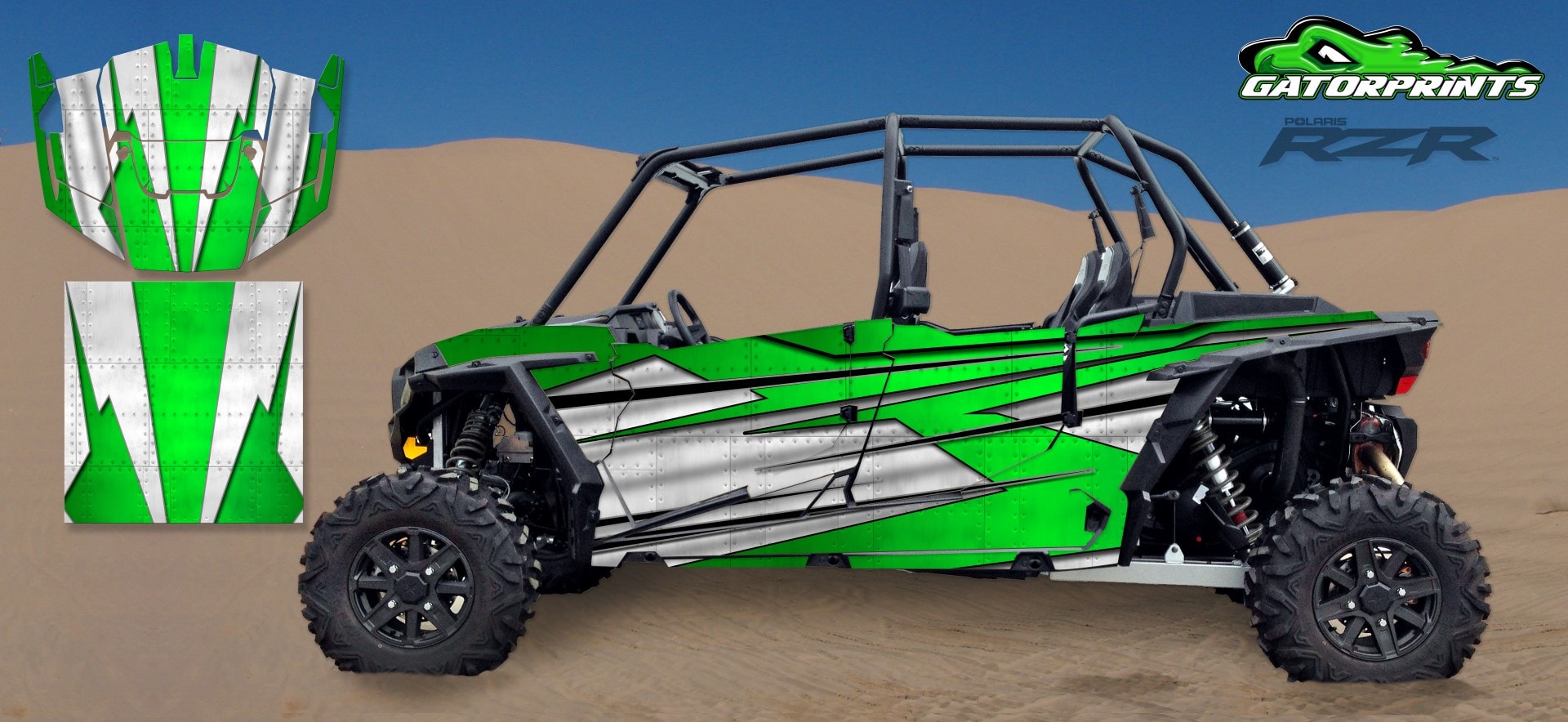 Green 2014 RZR XP2 1000 Custom Decal Kits – 4 Seater